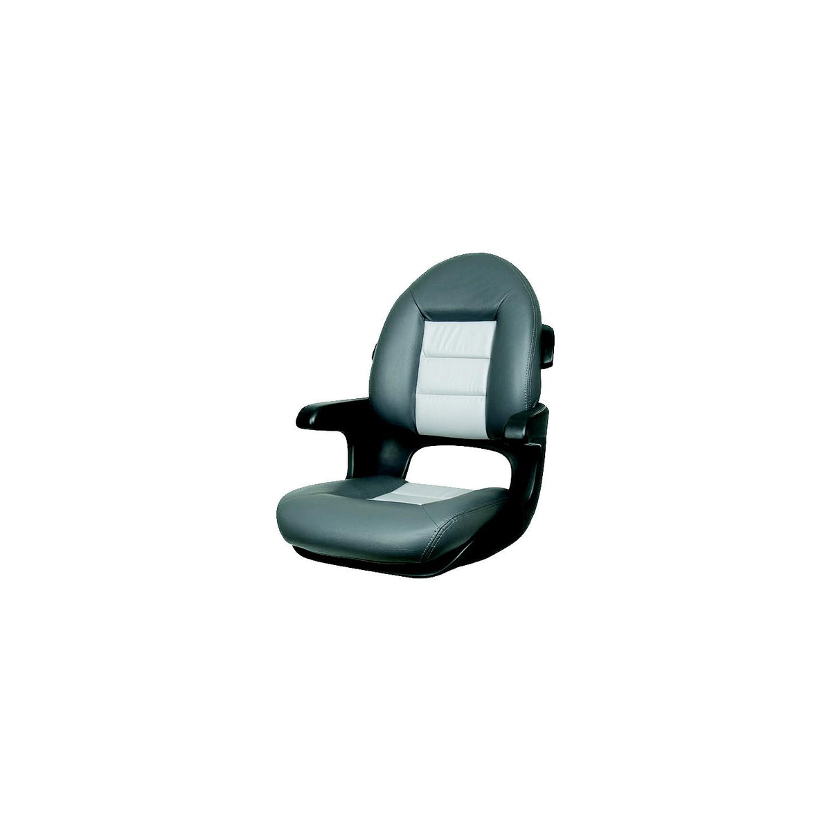 Tempress Elite Helm High Back Seat, Black Shell, Charcoal/Grey Cushions -Modern Boat Sales & Service