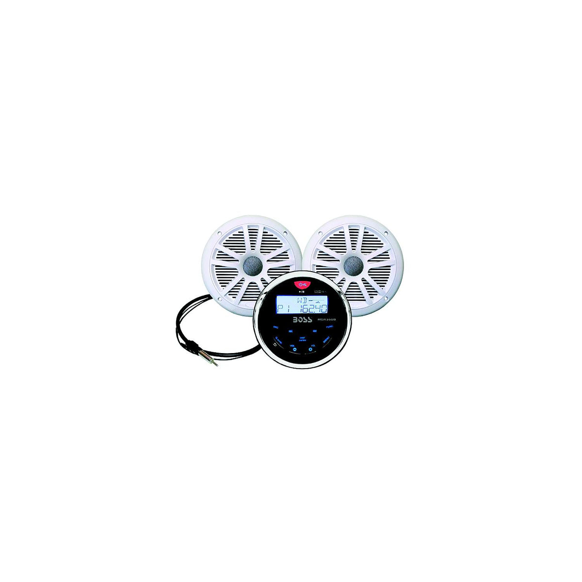 Boss Audio MCKGB350W6 Bluetooth® Black In-Dash Gauge Receiver Package w/ 6-1/2" White Marine Speakers -Modern Boat Sales & Service