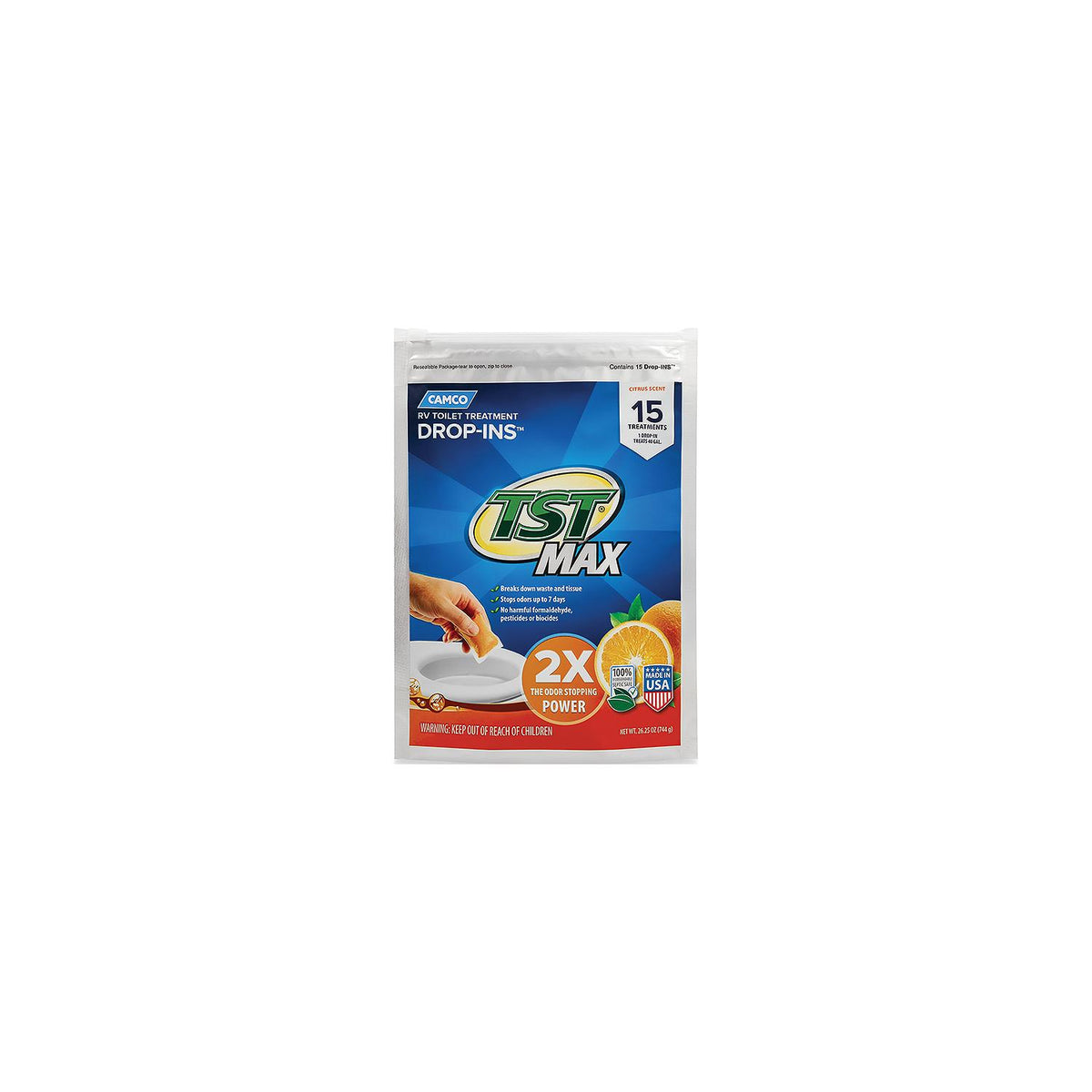 Camco TST® Max Drop-Ins, Fresh Citrus, 15/bag -Modern Boat Sales & Service