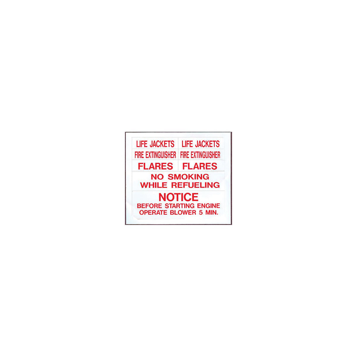 Red Safety Label Set -Modern Boat Sales & Service