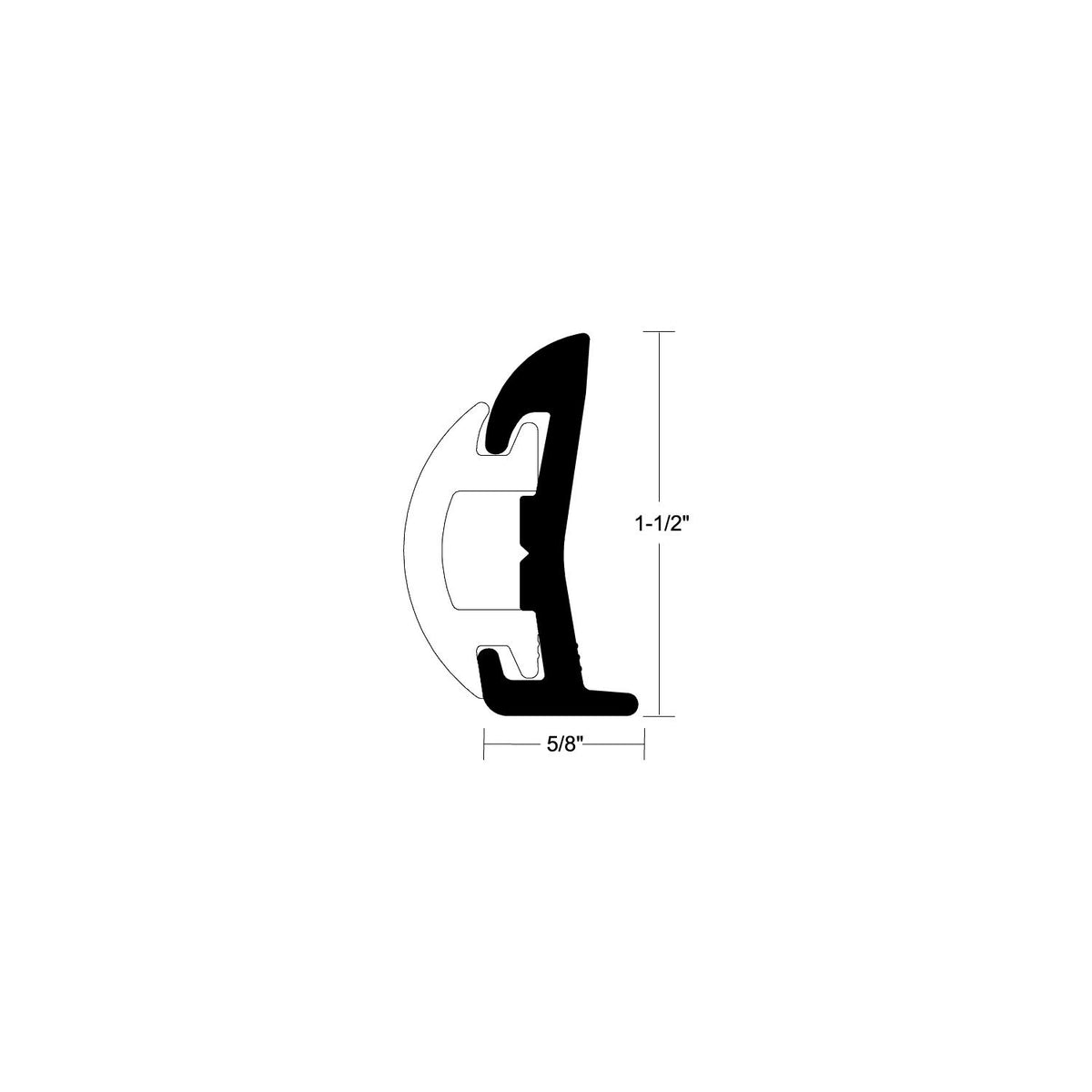 Rigid Rubrail 1-1/2" x20' Bla -Modern Boat Sales & Service