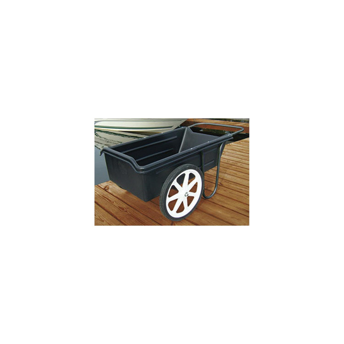 Taylor Dock Pro Dock Cart 47" L x 23" W x 13" D Heavy Wall Roto-Molded Poly-Tub and 20" Wheels - Black -Modern Boat Sales & Service