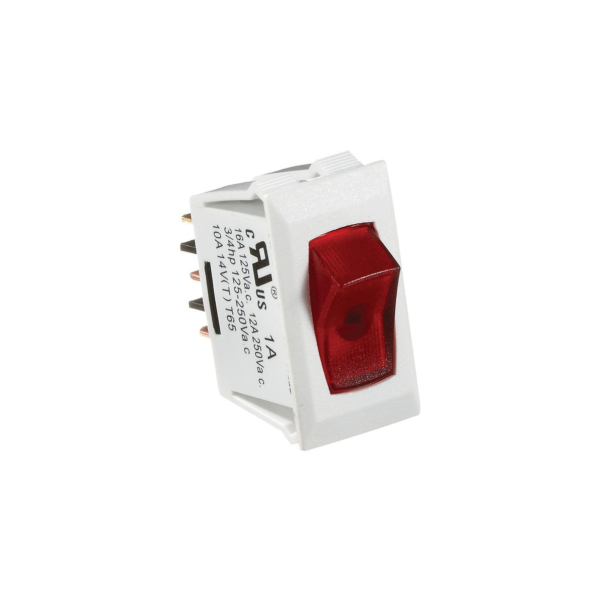 White w/Red Rocker Switch, 10A, Illuminated On/Off - SPST - Cut-Out .550" x 1.125" -Modern Boat Sales & Service