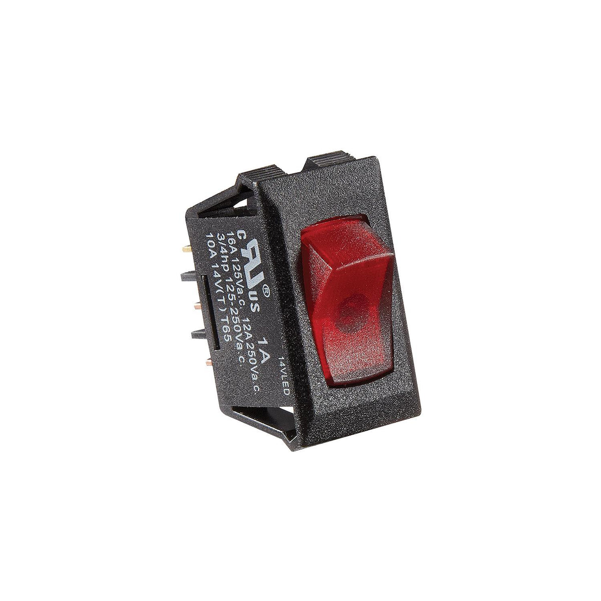 Black w/Red Rocker Switch- 10 A, Illuminated On/Off - SPST - Cut-Out .550" x 1.125" -Modern Boat Sales & Service
