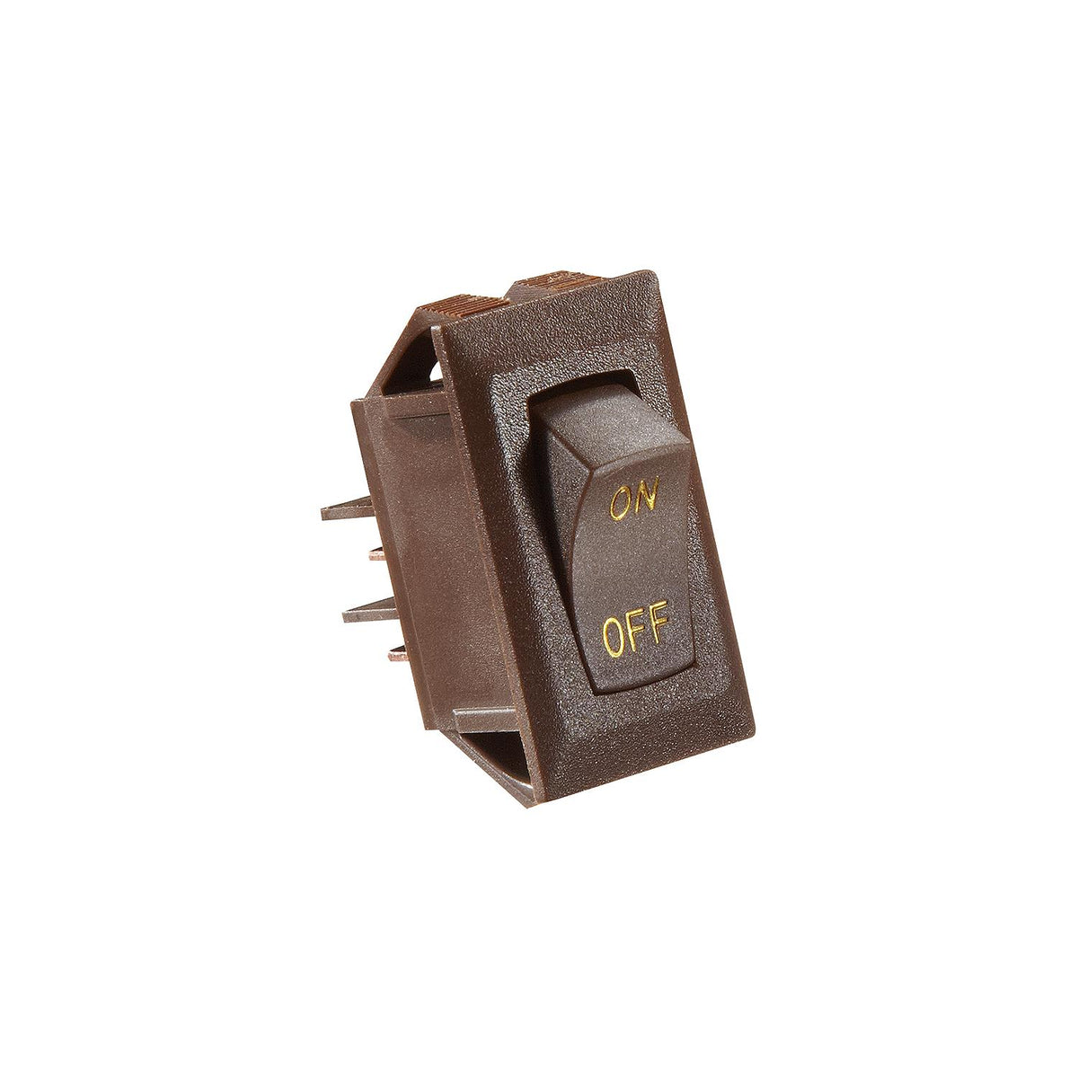 Brown Rocker Switch w/Gold text, 10 A, On/Off - SPST - Cut-Out .550" x 1.125" -Modern Boat Sales & Service