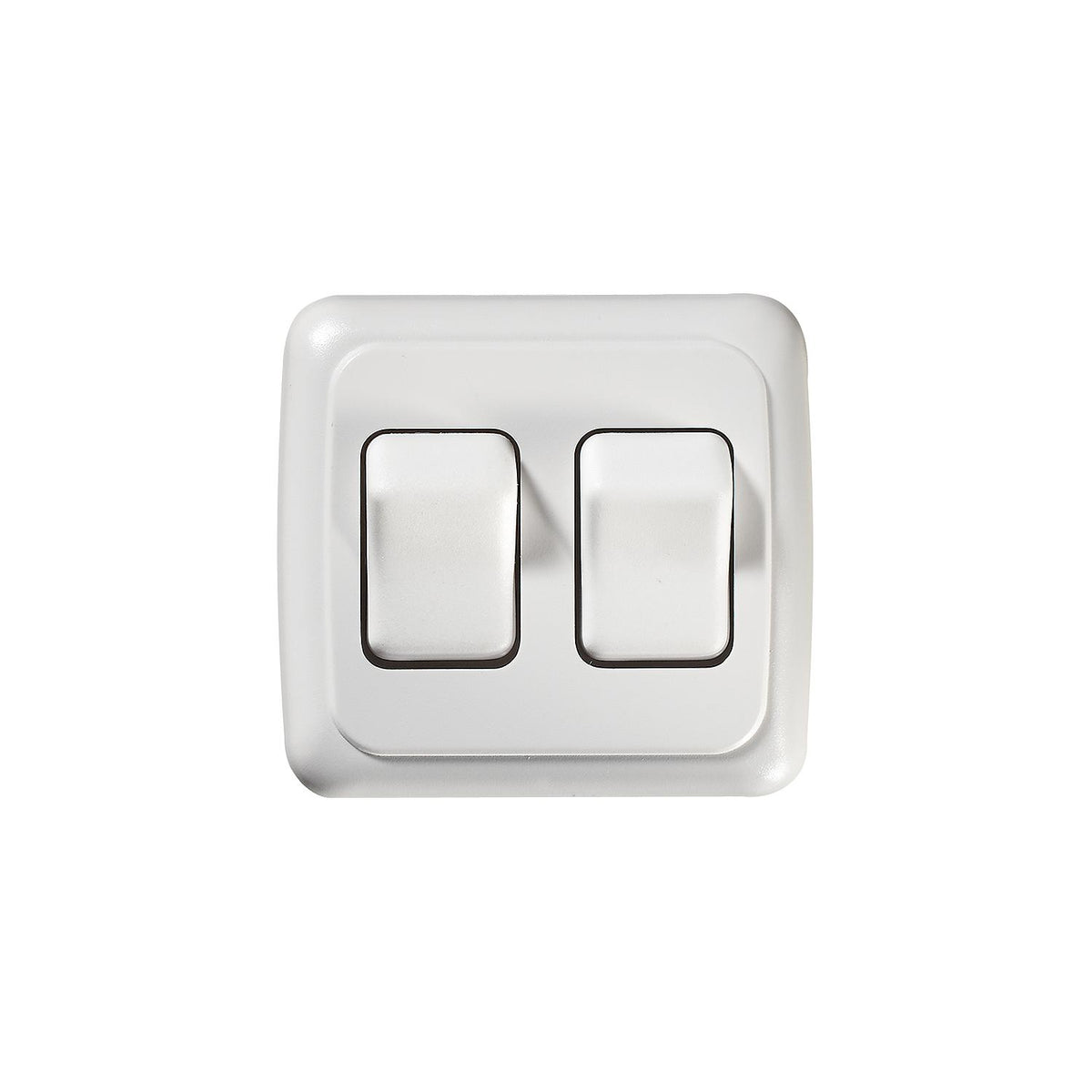 Contoured Wall Switch, White, Double, On/Off - SPST - Cut-Out 1-5/8"H x 2-7/16"W - Inc. Switch, Base & Bezel -Modern Boat Sales & Service