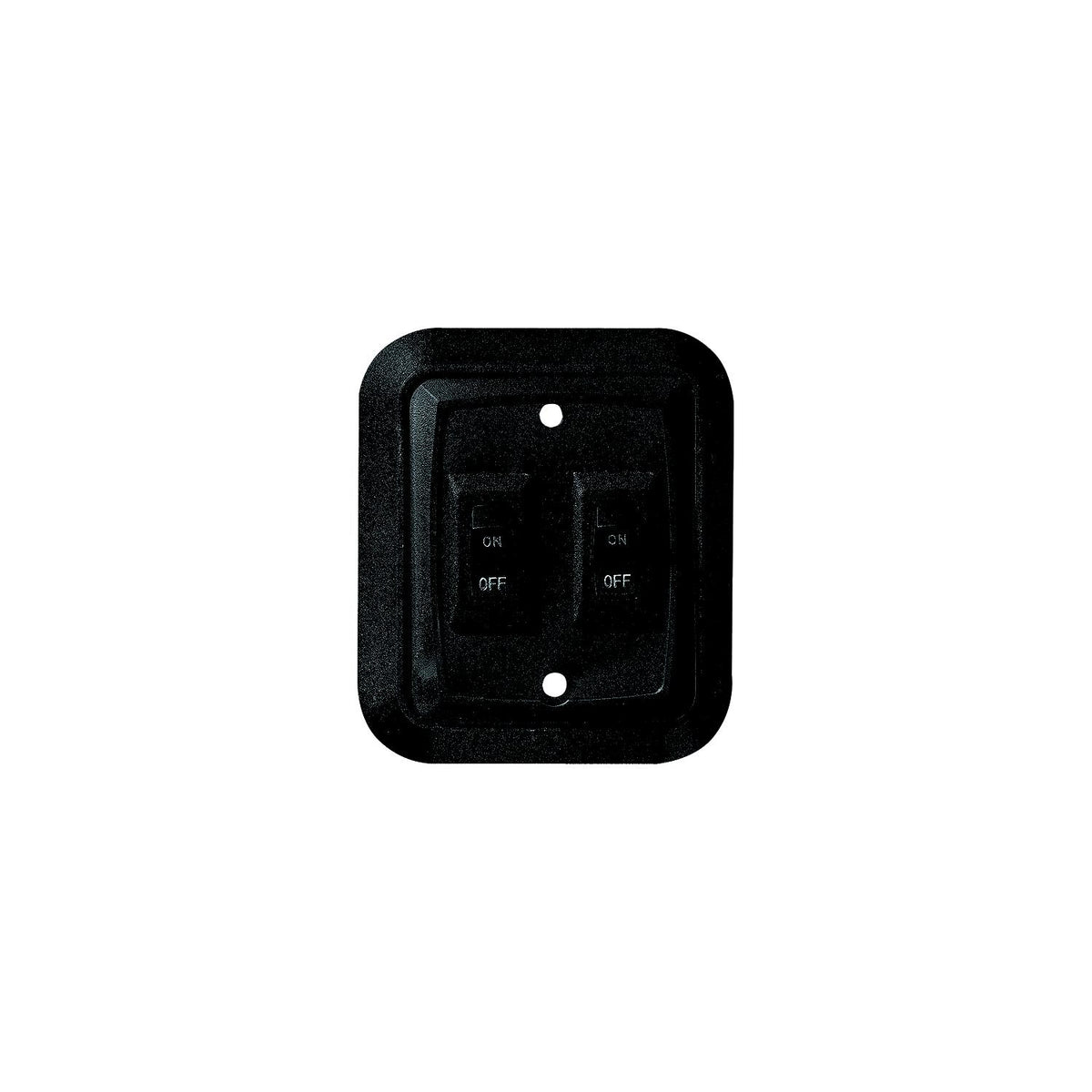 Wall Plate Switch, Black, Double, 3.53" x 3", On/Off - SPST - Includes Raised Bezel, Plate and Switch -Modern Boat Sales & Service