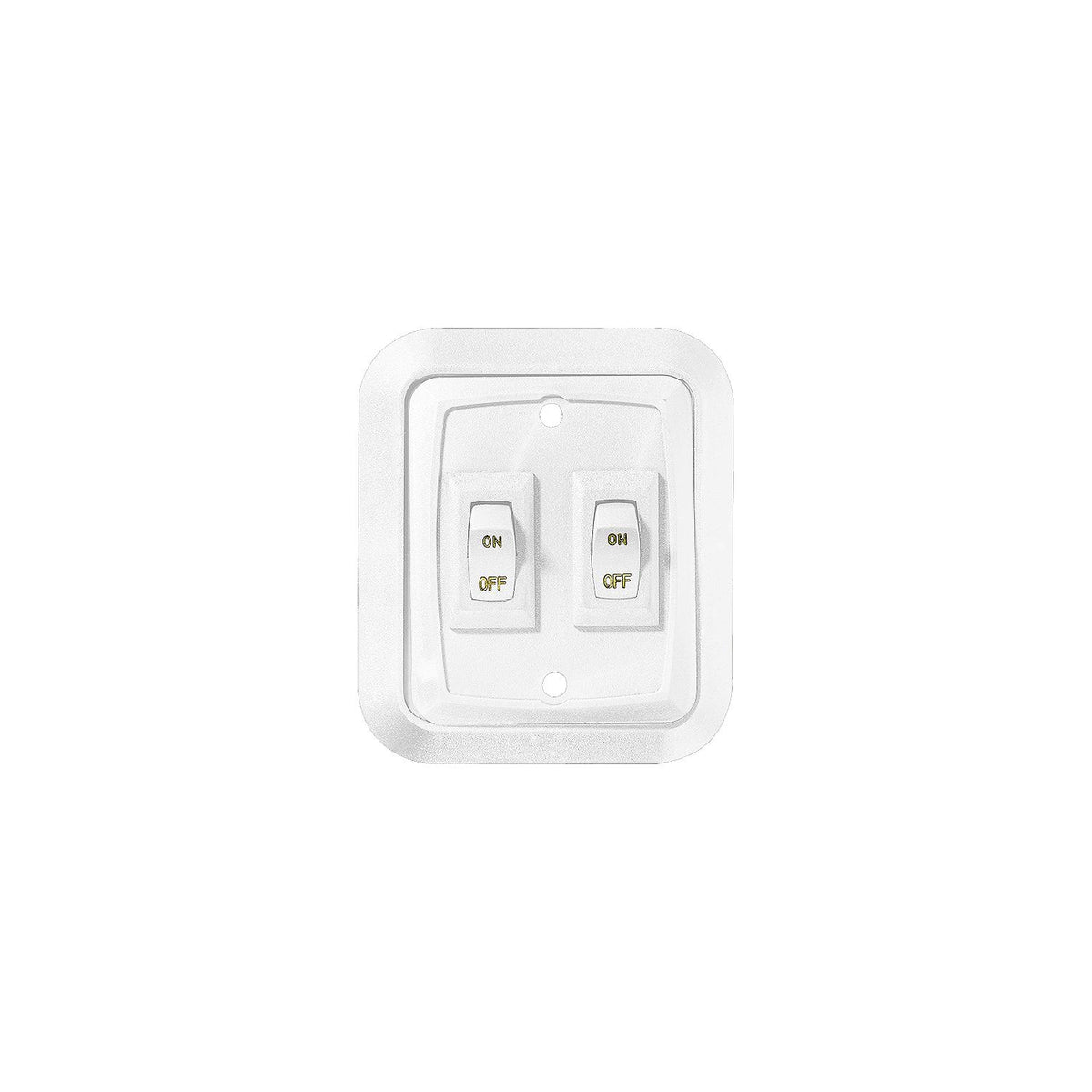 Wall Plate Switch, White, Double, 3.53" x 3", On/Off - SPST - Includes Raised Bezel, Plate and Switch -Modern Boat Sales & Service