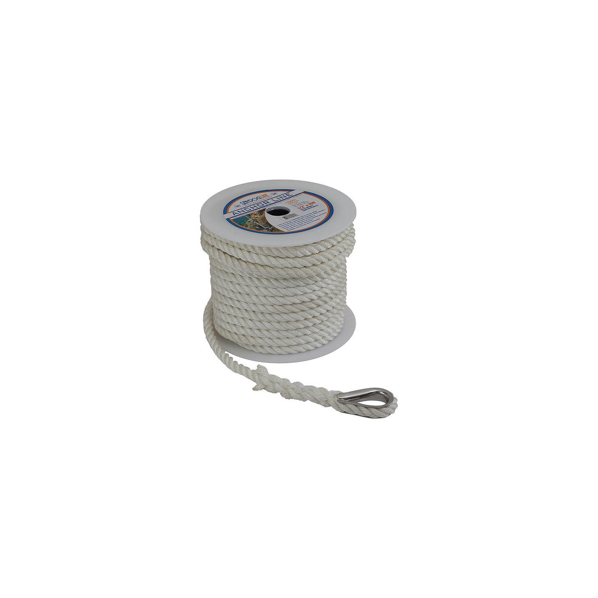 Sea Dog 301110100WH1 Premium Twisted 3-Strand Nylon Anchor Line, 3/8" × 100' -Modern Boat Sales & Service