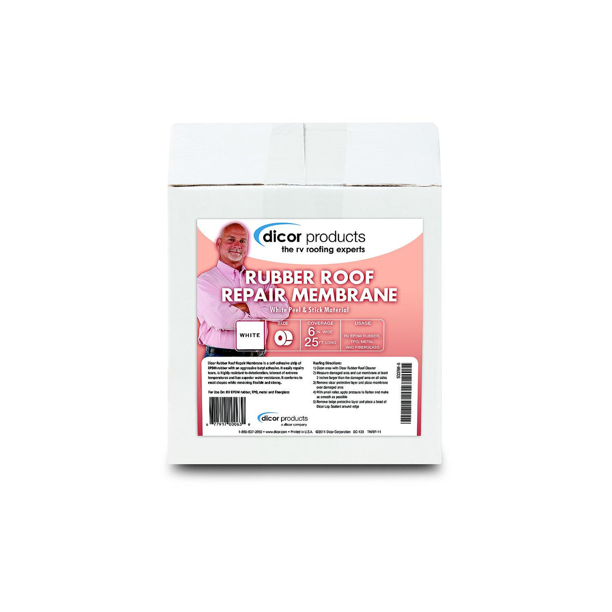 Dicor EPDM Rubber Roof Repair Membrane, 6" x 25' -Modern Boat Sales & Service
