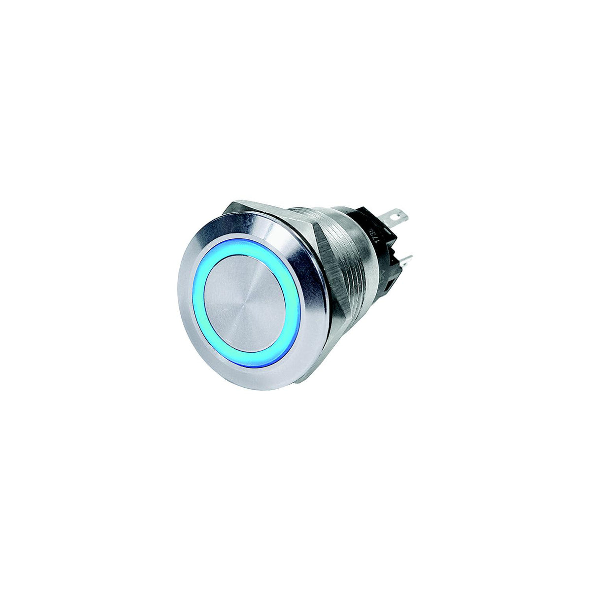 Blue Sea 4160 Push Button LED Ring Switch, Blue, Off-On -Modern Boat Sales & Service