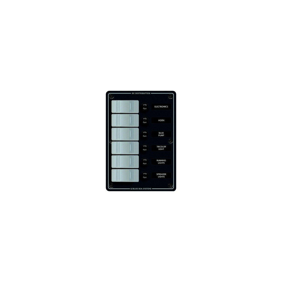 Blue Sea Systems 8053 Contura Water Resistant 12V DC 6 Position Panel, Gray -Modern Boat Sales & Service