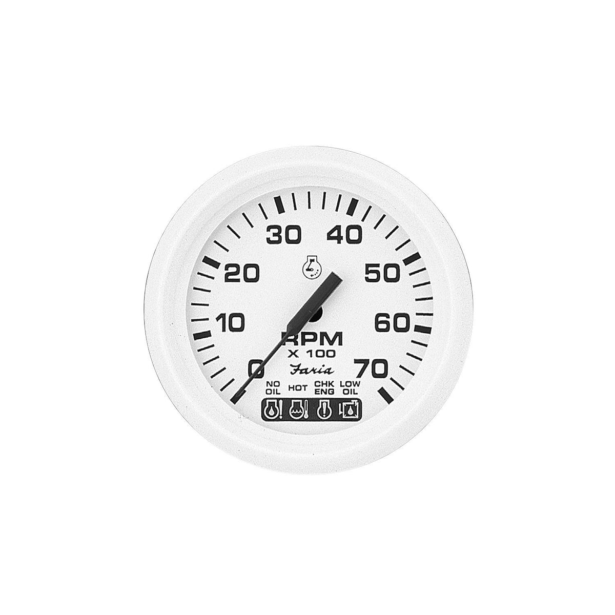 Faria Dress White 4" Gauge - 7000 RPM Tachometer With System Check Indicator (Gas) (J/E Outboard) -Modern Boat Sales & Service