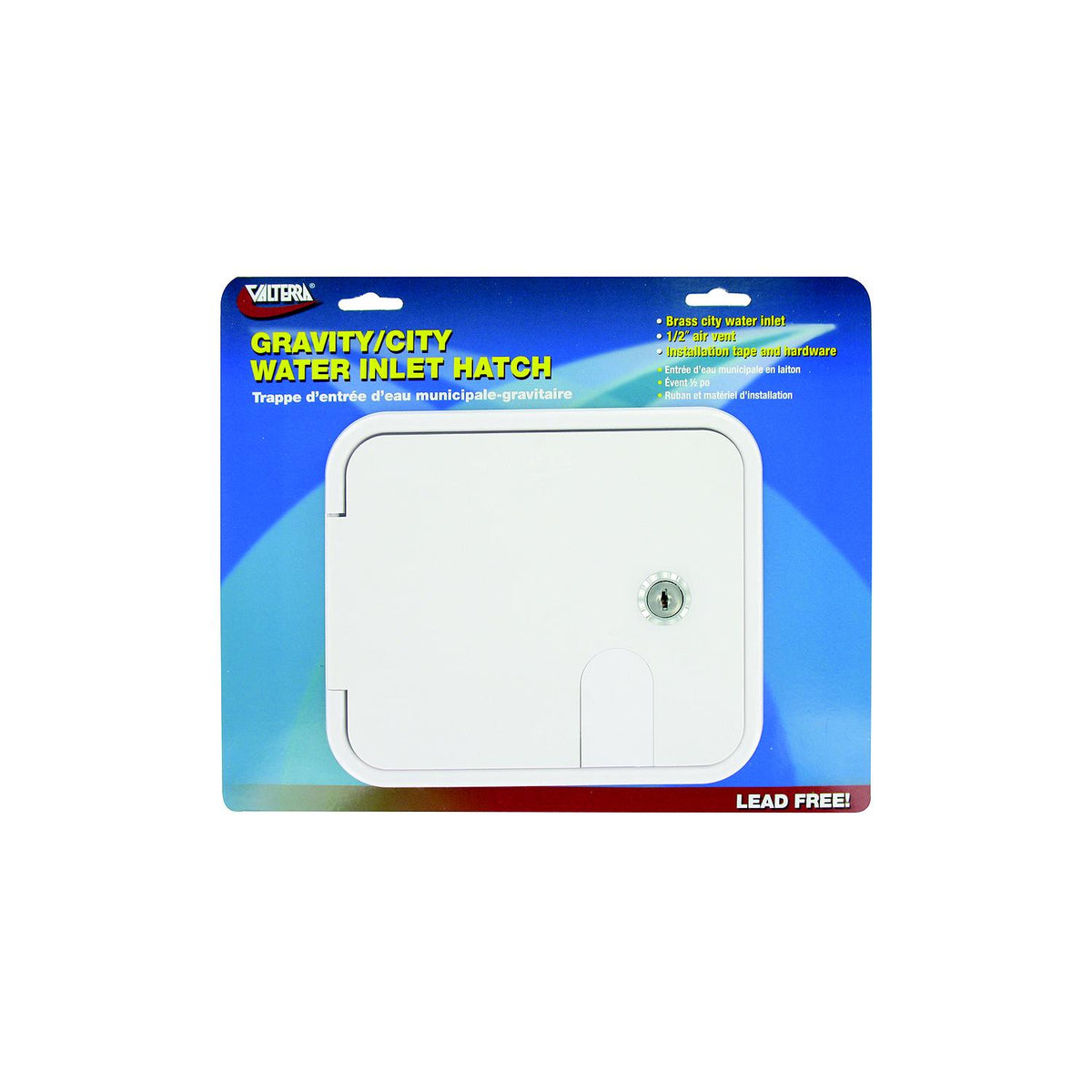 Valterra Gravity Brass City 1/2" Air Vent RV Water Inlet & Lockable Hatch & Includes Hardware & Installation Tape, White -Modern Boat Sales & Service