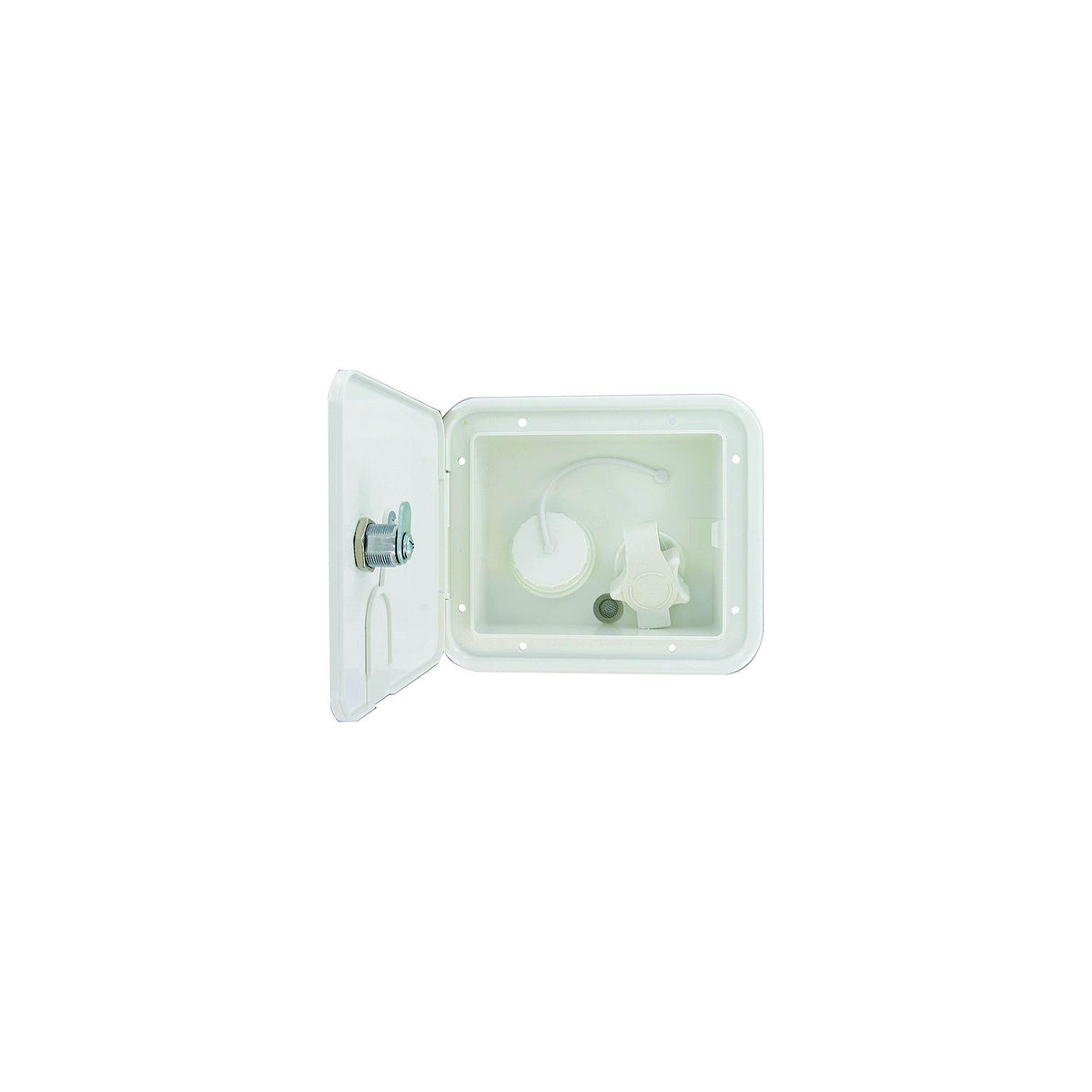 Valterra Gravity Plastic City 1/2" Air Vent RV Water Inlet & Lockable Hatch & Includes Hardware & Installation Tape, White -Modern Boat Sales & Service