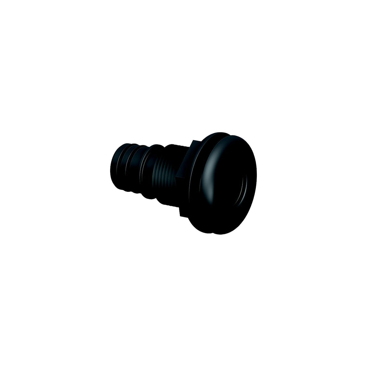 Flow-Rite MA043QLB Qwik-Lok Thru-Hull Fitting, 1-1/8", Black, Straight Threaded (internal), Flanged -Modern Boat Sales & Service