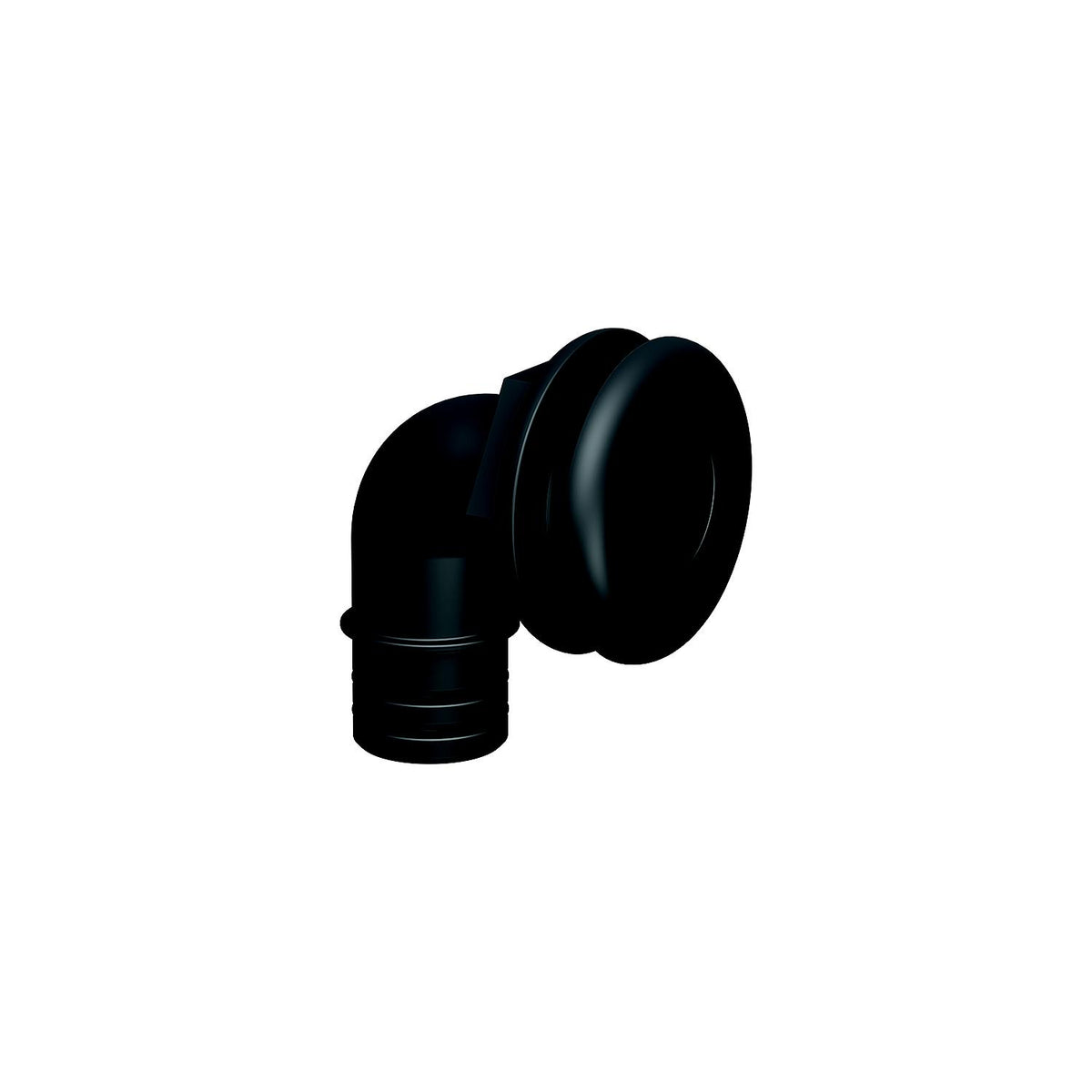 Flow-Rite MA044QLB Qwik-Lok Thru-Hull Fitting, 1-1/8", Black, Elbow Threaded (internal), Flanged -Modern Boat Sales & Service