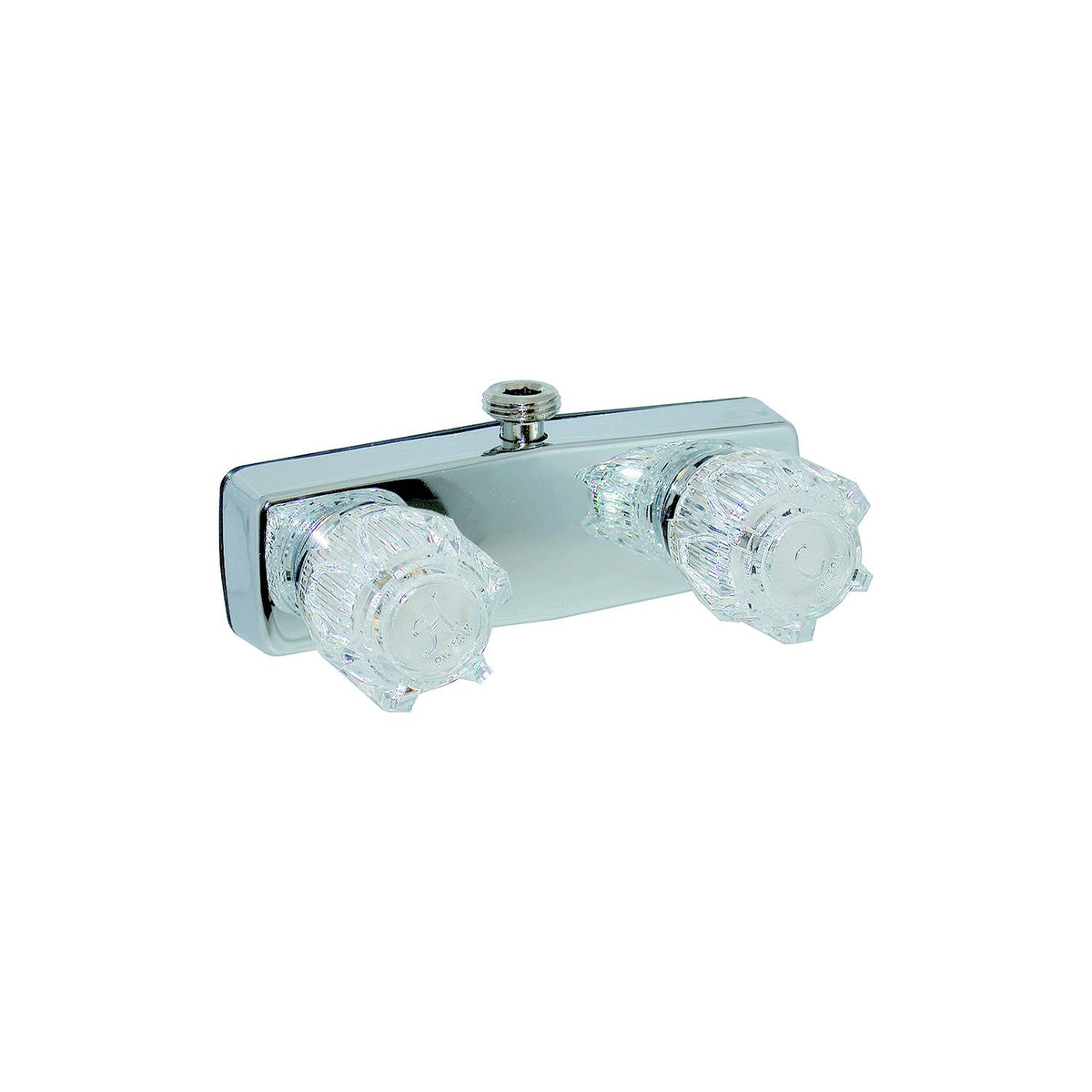 Valterra Phoenix PF213321 Chrome Finish Two Handle 4" RV Shower Valve Faucet with Clear Acrylic Knobs -Modern Boat Sales & Service