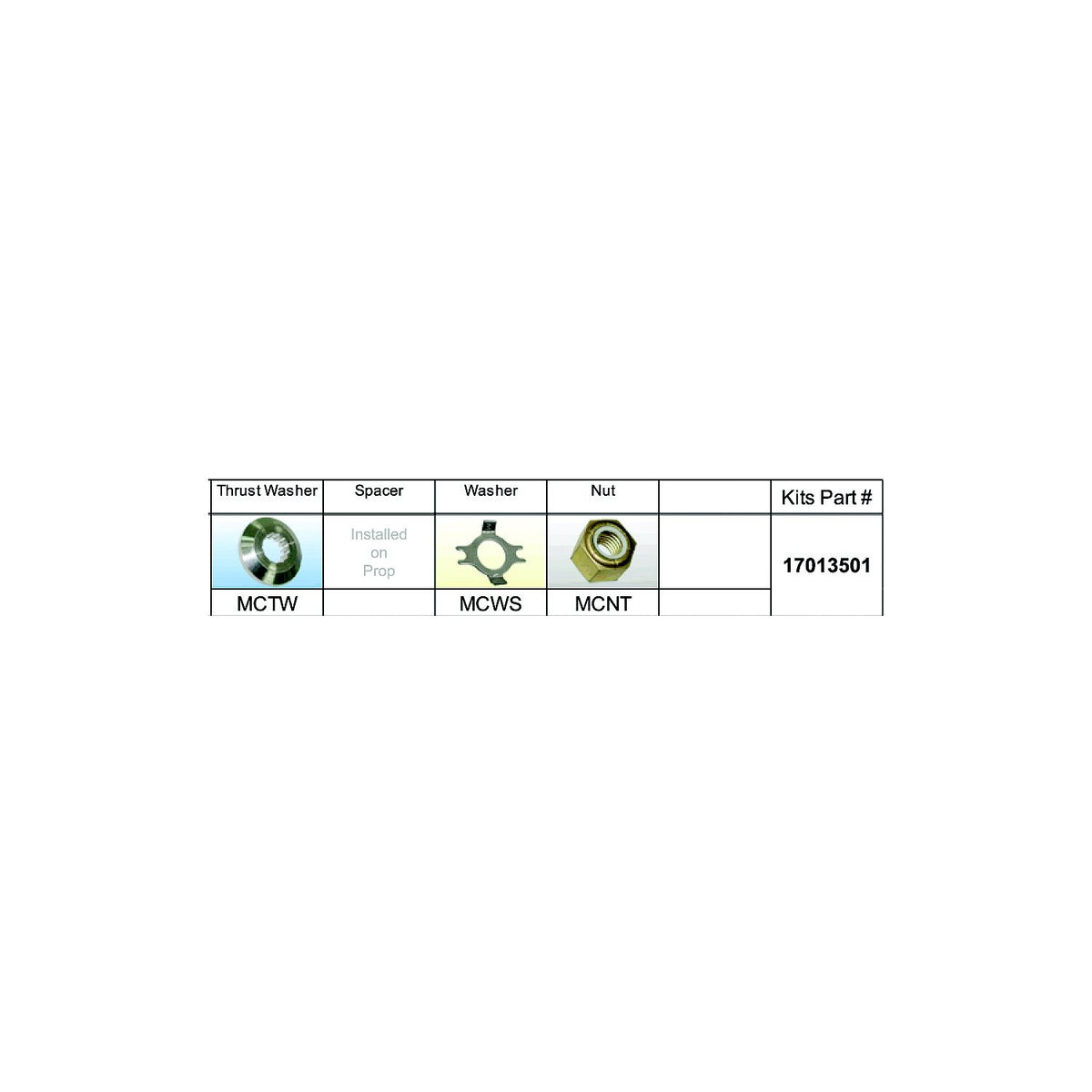Solas 17013501 Fixed Hub Prop Hardware Kit - Mercury, Type C -Modern Boat Sales & Service
