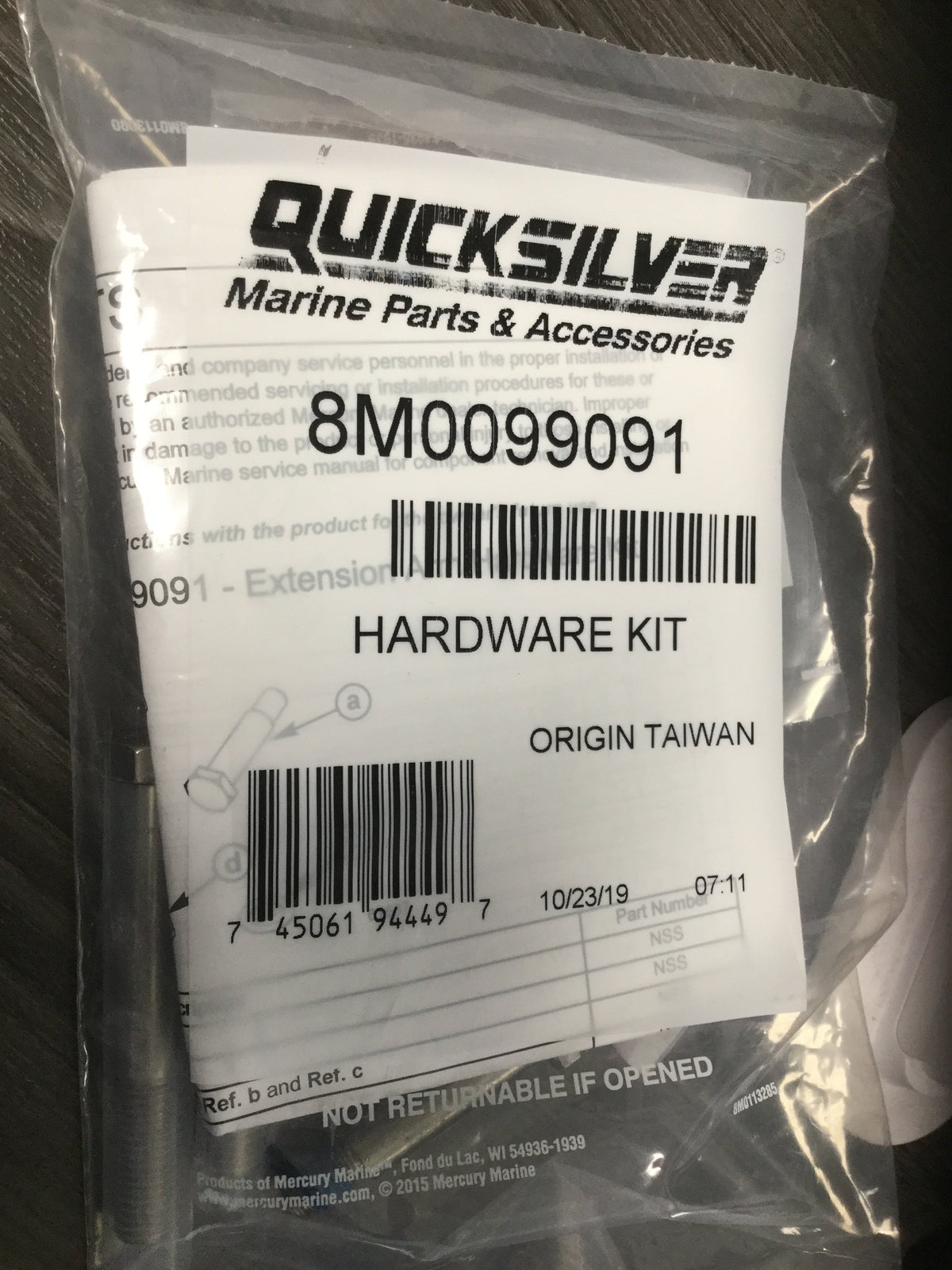 8M0099091 SS 8M0213285 Mercury Marine HARDWARE KIT / 290F -Modern Boat Sales & Service