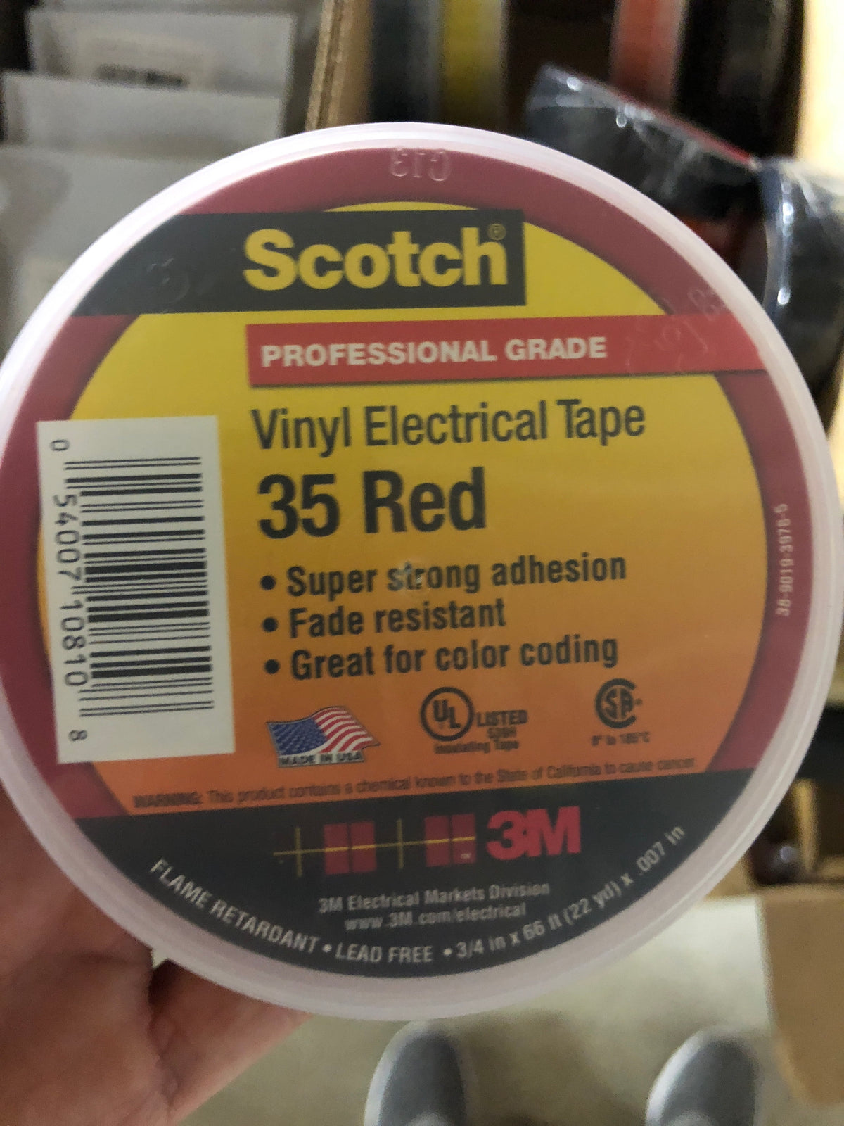 Electrical Tape Red 105X 3/4" x 66' 3M/425C -Modern Boat Sales & Service
