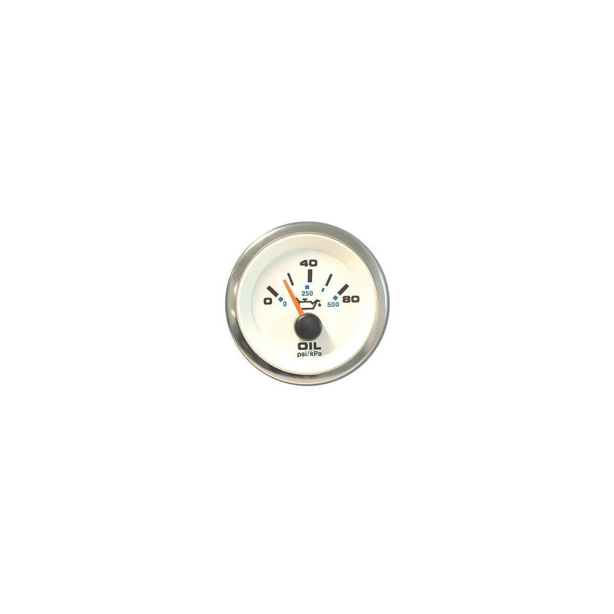 Sierra 62542P White Premier Pro Series 2" Stainless Steel 0-80 PSI Dial Range Oil Pressure Gauge & Requires "C" Sender Code -Modern Boat Sales & Service