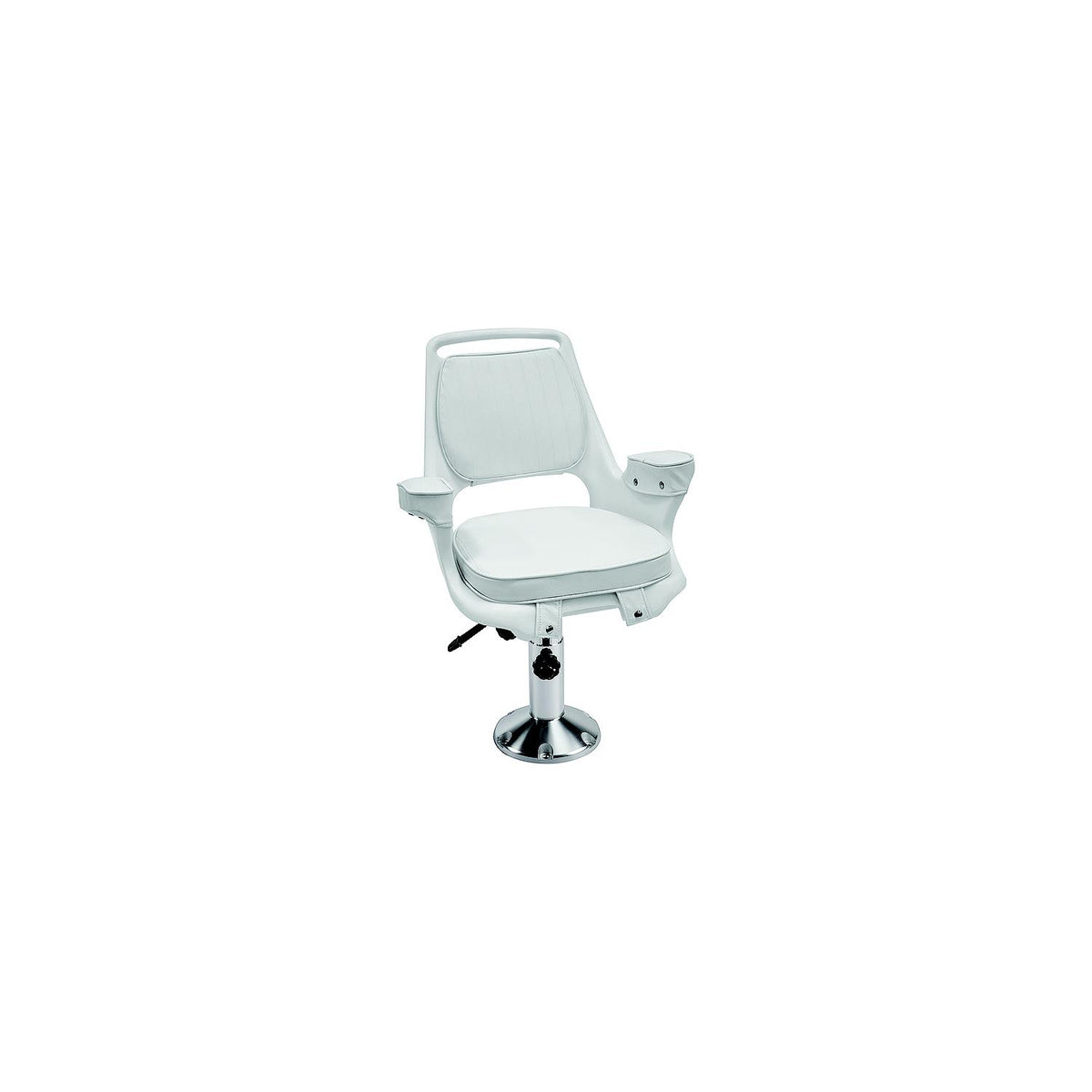 Wise Captain's Chair Package With Chair, Cushions, 12" to 18" Adjustable Pedestal and Seat Slide - White -Modern Boat Sales & Service