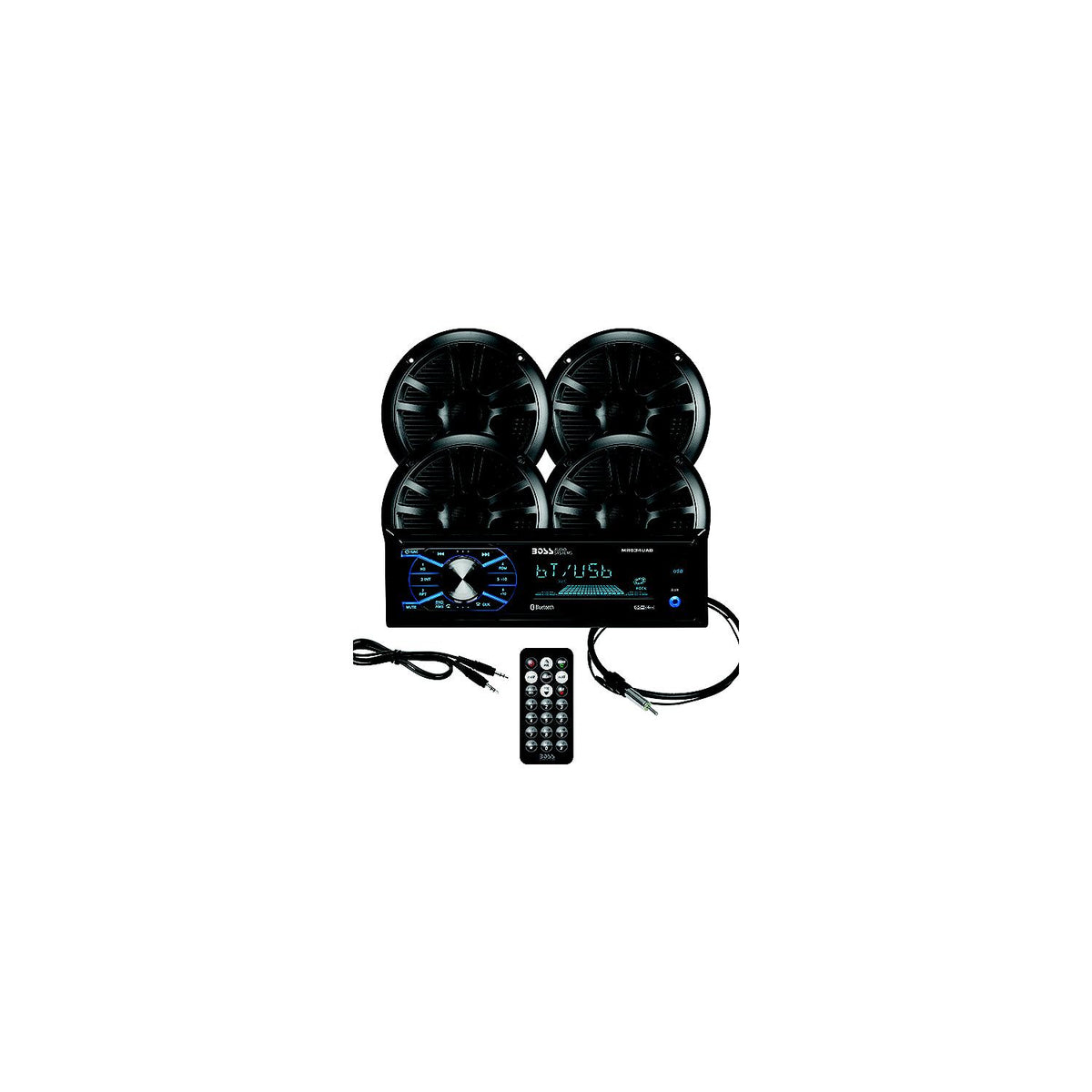 Boss Audio MCBK634B64 Bluetooth Weatherproof Marine Receiver Package w/ 2 pairs of 6.5" Speakers, Black -Modern Boat Sales & Service