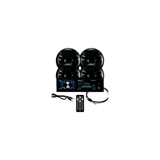 Boss Audio MCBK634B64 Bluetooth Weatherproof Marine Receiver Package w/ 2 pairs of 6.5" Speakers, Black -Modern Boat Sales & Service