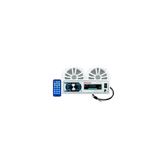 Boss Audio MCK632WB6 Single-Din AM/FM Receiver w/ 6.5" Marine Speakers/ Antenna, White -Modern Boat Sales & Service