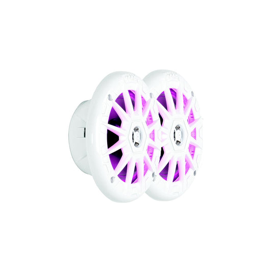 BOSS MRGB55W 5-1/4" 2 Way Weatherproof LED Marine Full Range Speakers, White, 1 pr. -Modern Boat Sales & Service