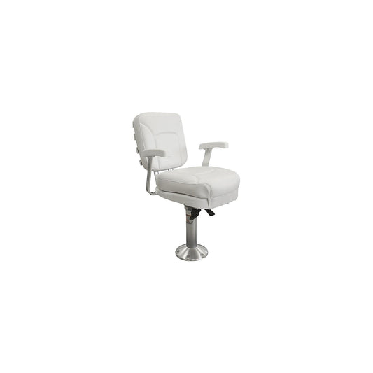 Springfield Ladder Back Chair Package, White (Includes Seat With Armrests and Cushions, Pedestal With Floor Base and Locking Slide/Swivel) -Modern Boat Sales & Service