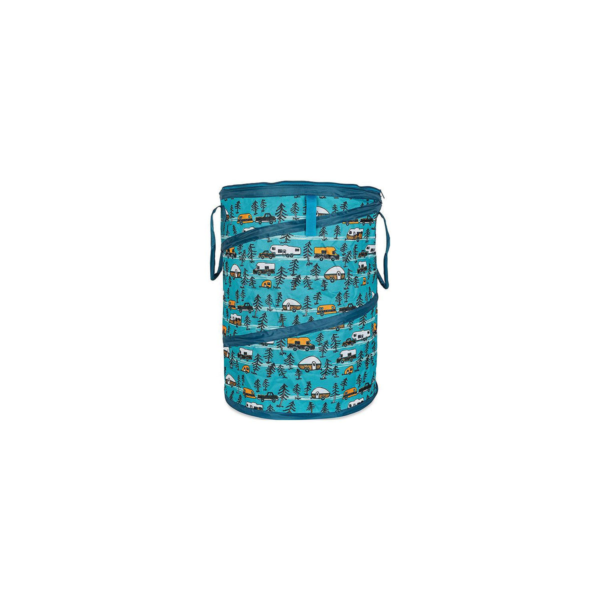 Camco 42987 Pop-Up Utility Container, Teal/ Sketched RVs, 30 Gal. -Modern Boat Sales & Service