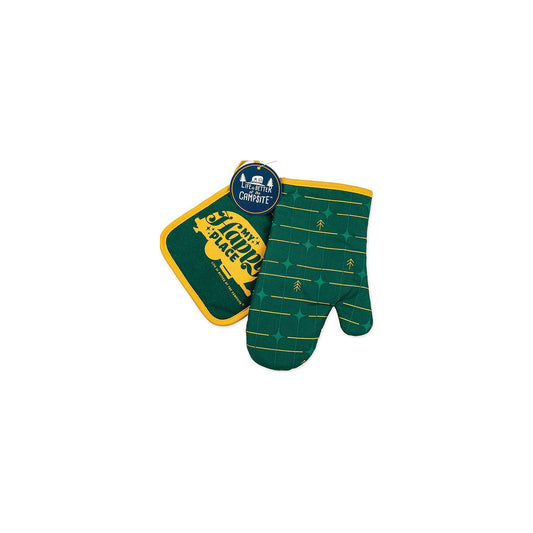 Camco 53124 Green Grid Oven Mitt/Dark Blue Pot Holder Set -Modern Boat Sales & Service