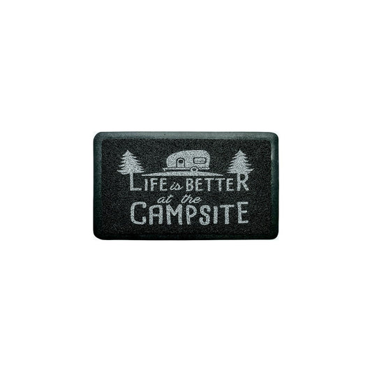 Camco 53200 Life Is Better At The Campsite Scrub Mat, Gray -Modern Boat Sales & Service