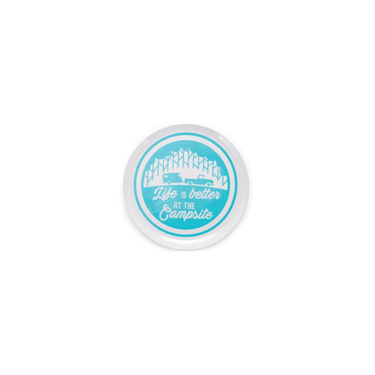Camco 53227 Melamine Dishware, Blue Tree & Truck Pattern, 9-3/4" Dinner Plate -Modern Boat Sales & Service