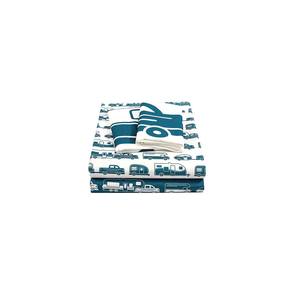 Camco 53298 Bed Sheets, Short Queen, Blue/white RV print -Modern Boat Sales & Service