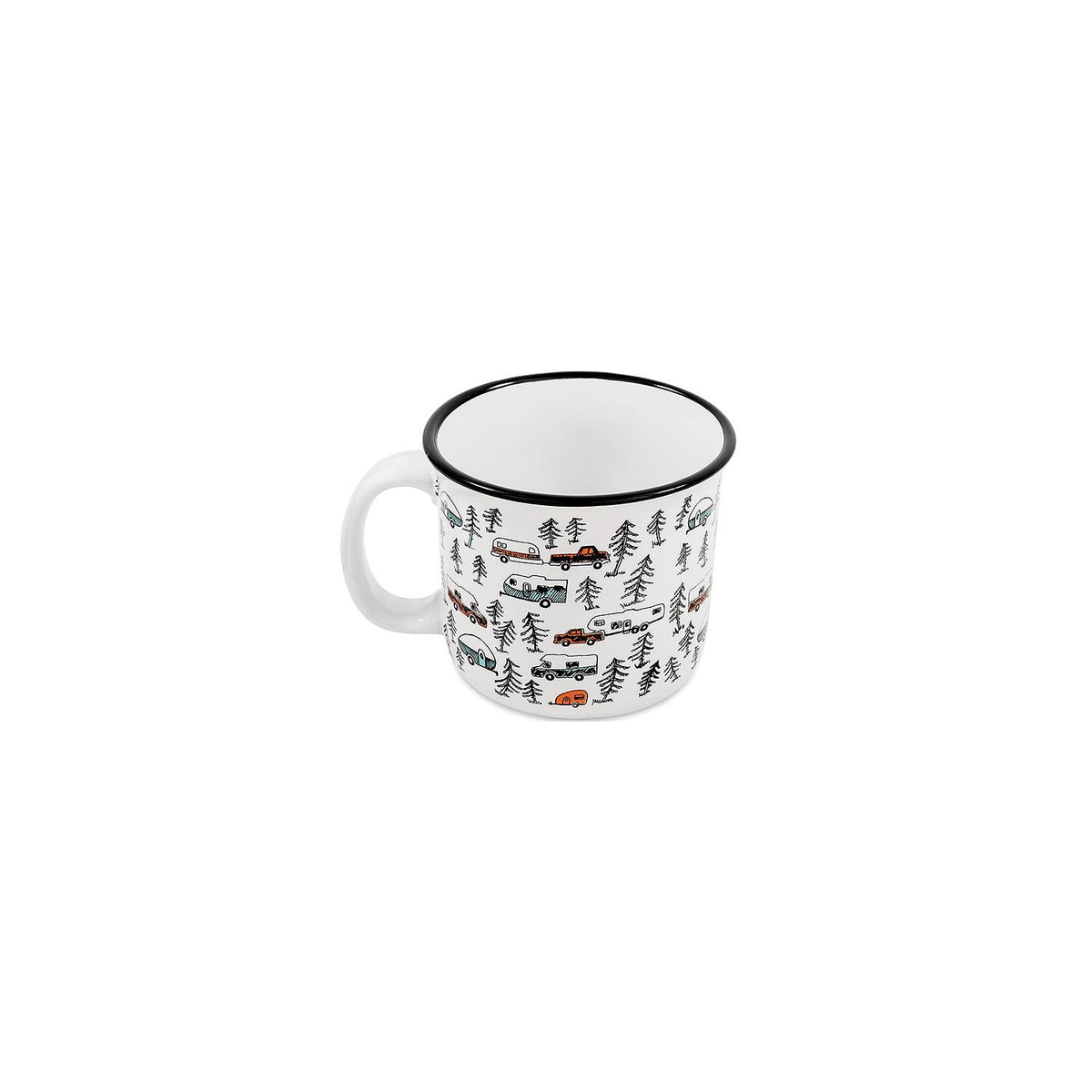Camco 53383 Ceramic Mug, 14 oz., White Sketch RV/Trees -Modern Boat Sales & Service