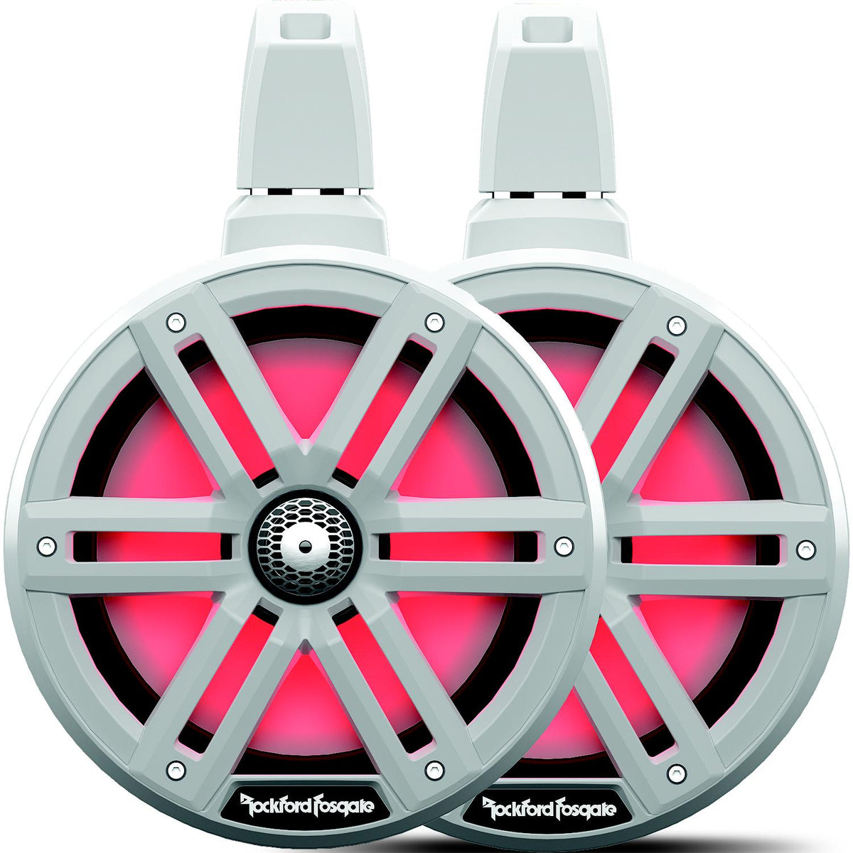 Rockford Fosgate M2WL8 Color Optixâ„¢ 2-Way Wake Tower Can Speakers, 8" w/ Black & Stainless Grills -Modern Boat Sales & Service
