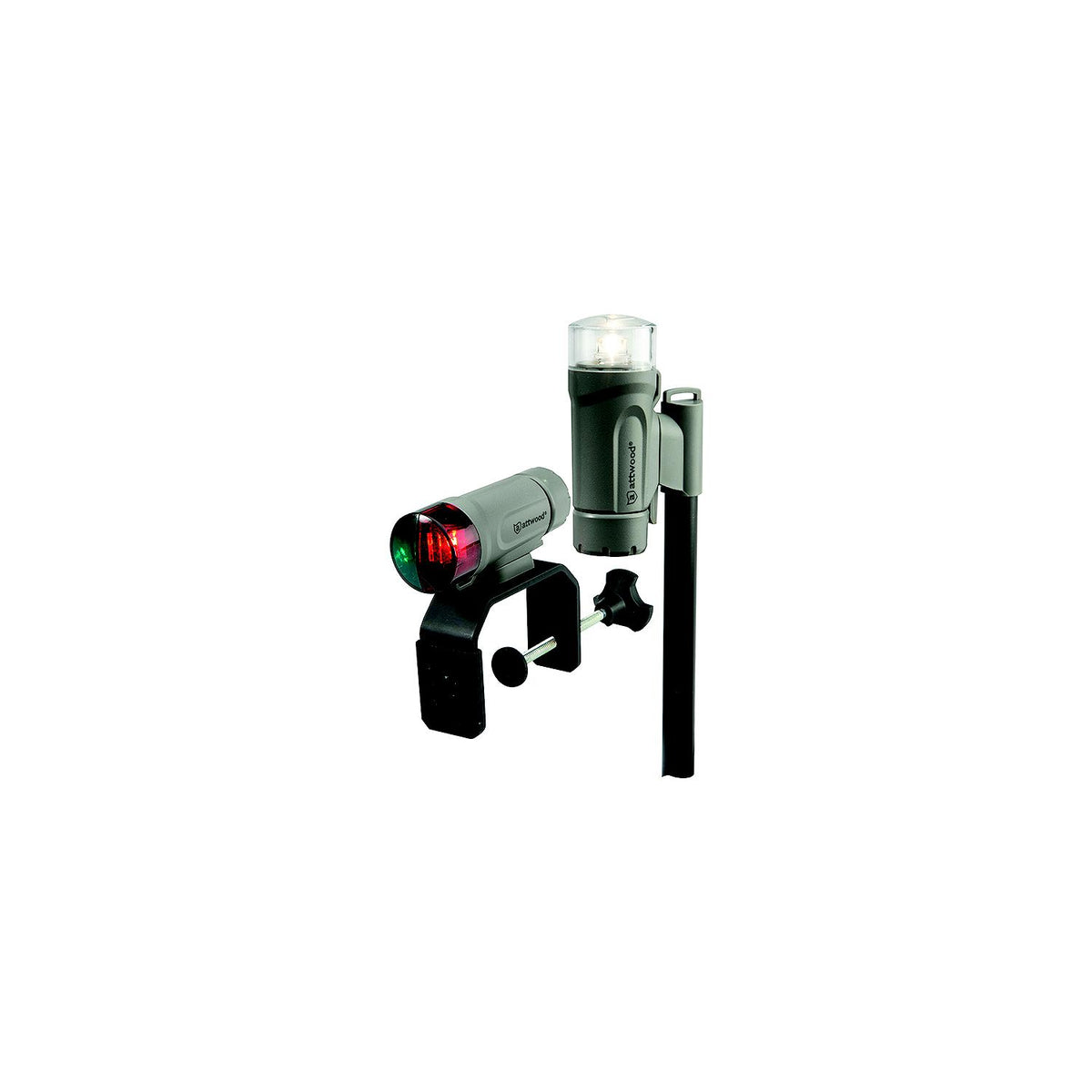 Attwood 141957 C-Clamp Mount Portable LED Nav Light Kit w/Telescoping Pole, Marine Gray -Modern Boat Sales & Service