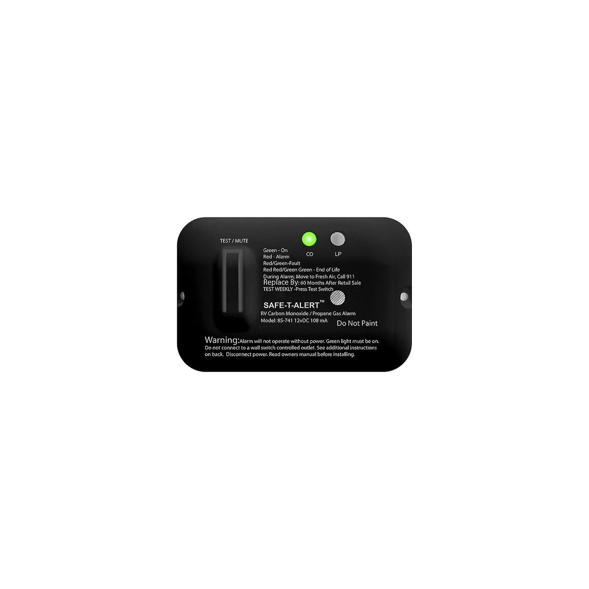 MTI Industries 85741BL 85 Series Safe-T-Alert CO/Propane Alarm, Black -Modern Boat Sales & Service
