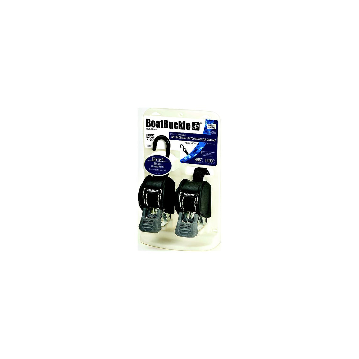 BoatBuckle F106877 Mini Transom Tie-Down 466 Work Lod, 1"x6', 1400 Tensile Strength, 2 per pack -Modern Boat Sales & Service