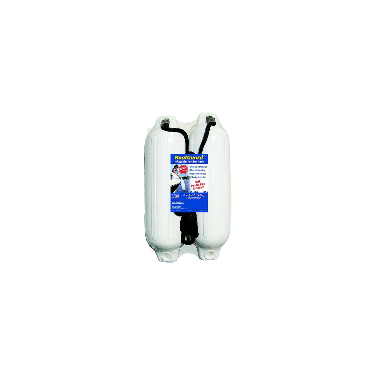 Taylor 2Pk Boatguard Fenders W/Fender Line, White, 5" x 18" -Modern Boat Sales & Service