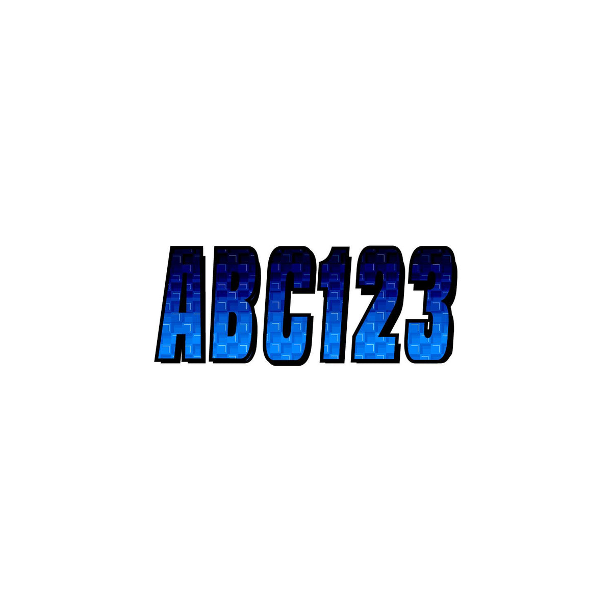 Hardline Series 300 Registration Kit, Carbon Fiber With Block Font and Top to Bottom Color Gradations (Includes 4 Sets of 3" A-Z, 0-9) -Modern Boat Sales & Service