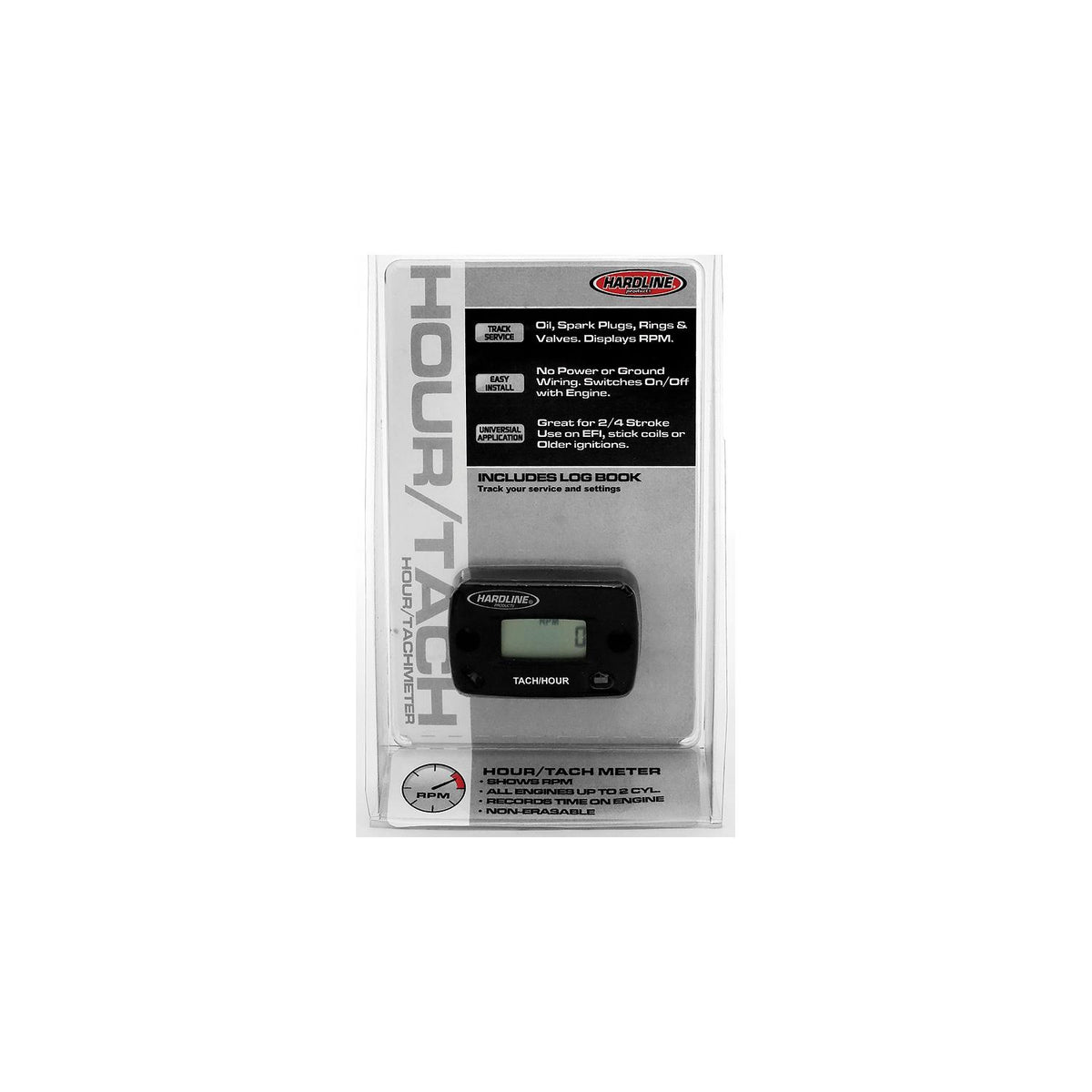 Hardline HR80612 Hour/Tach Meter 2 Cycle or Less Gas Engine, 2-1/8"L x 1-1/2"W x 5/8" H Default Title -Modern Boat Sales & Service