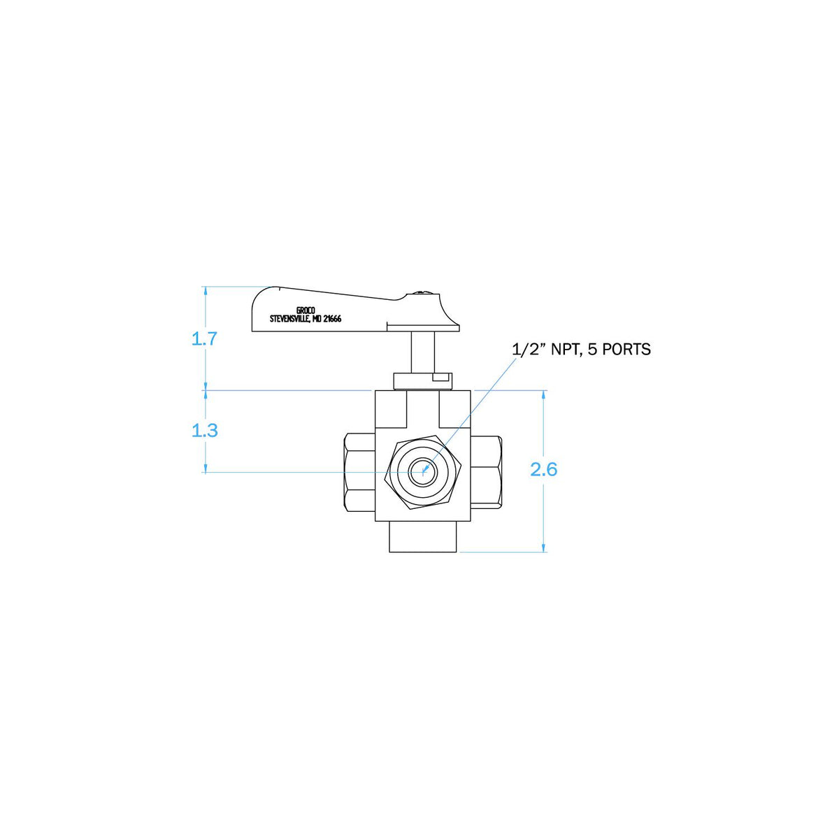Groco FV-550L Bronze 5-Way Tank Selector Valve 1/2" Full Flow Default Title -Modern Boat Sales & Service