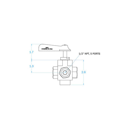 Groco FV-550L Bronze 5-Way Tank Selector Valve 1/2" Full Flow Default Title -Modern Boat Sales & Service