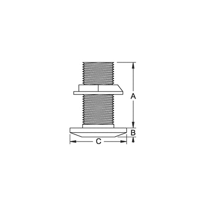 Groco TH Bronze Standard Length Thru-Hull With Nut, NPS Thread -Modern Boat Sales & Service