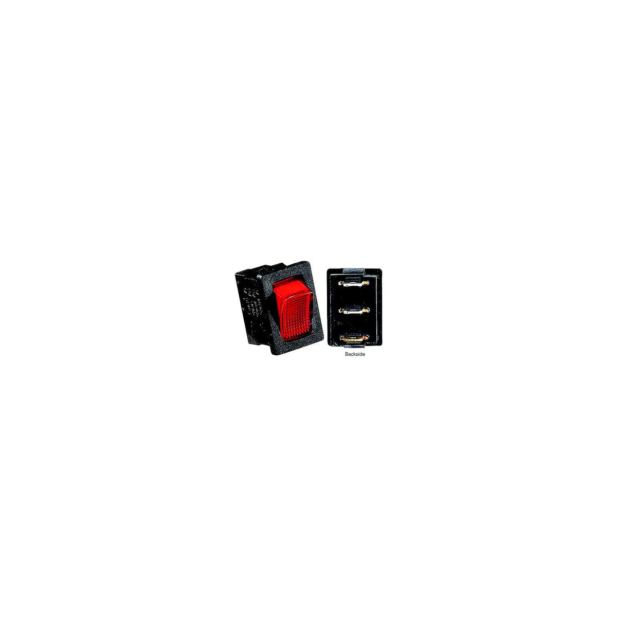 Black w/Red Rocker Switch, 20 A, Illuminated Rocker On/Off - SPST - Cut-out .519" x .756" to .779" -Modern Boat Sales & Service