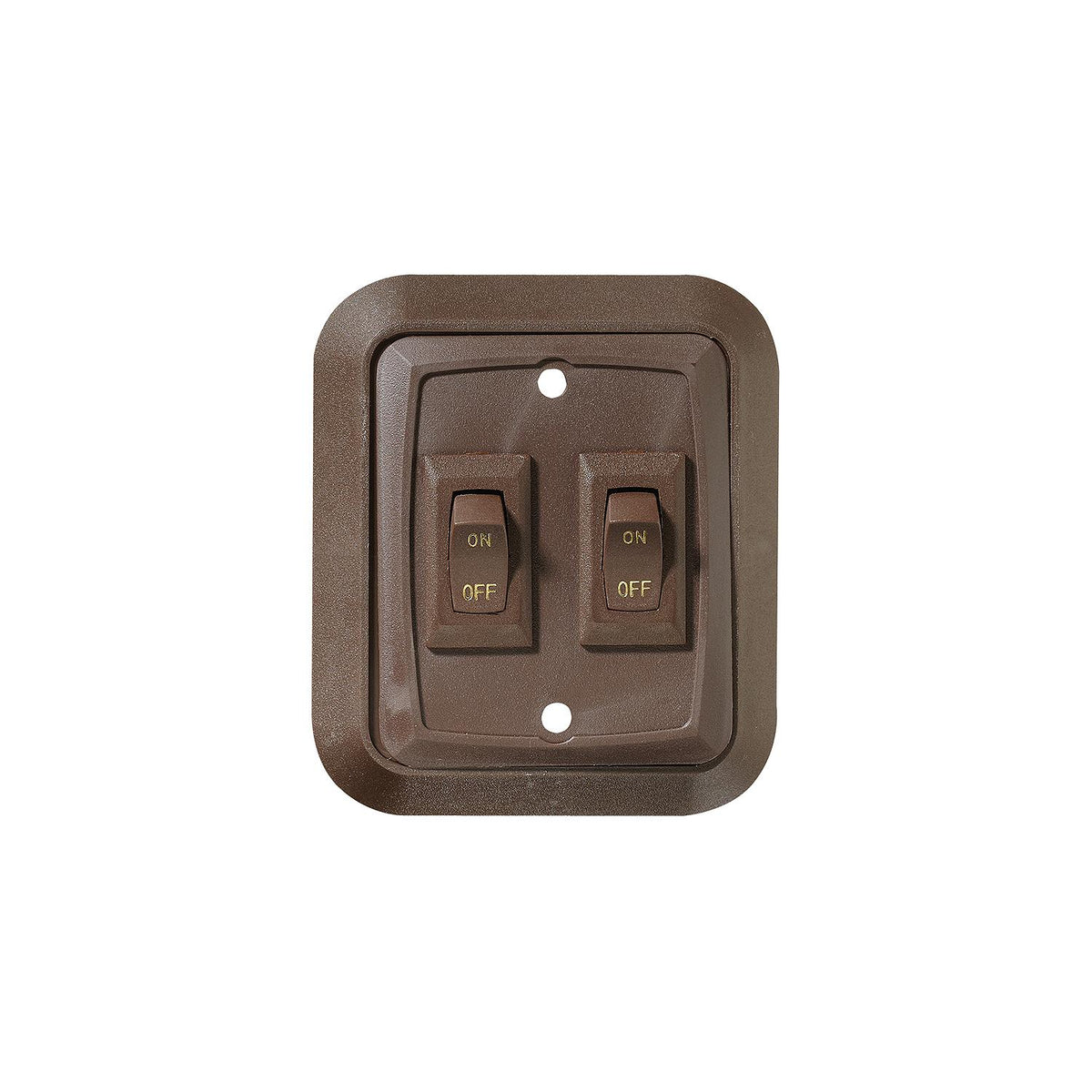 Wall Plate Switch, Brown, Double, 3.53" x 3", On/Off - SPST - Includes Raised Bezel, Plate and Switch -Modern Boat Sales & Service